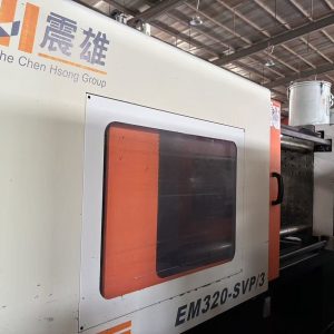 Used 320 Ton EM320-SVP-3 Injection Molding Machine | A/B/C-Screw 60/67/75mm, Max PS Shot Weight 1300g